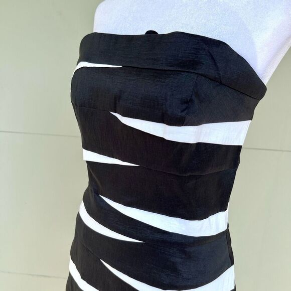 Y2K Jessica McClintock Strapless Zebra Stripe Bodycon Cocktail Dress, SZ M - Picture 11 of 13